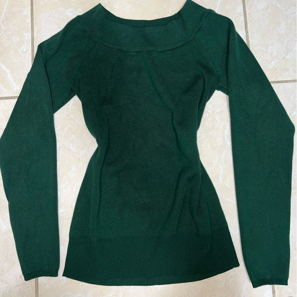 Tahari Dark Green Crew Neck Sweater